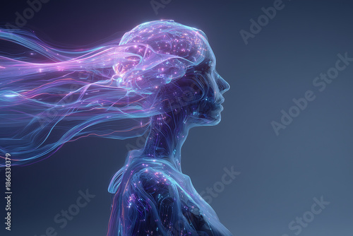 Abstract artificial intelligence and digital human brain concept