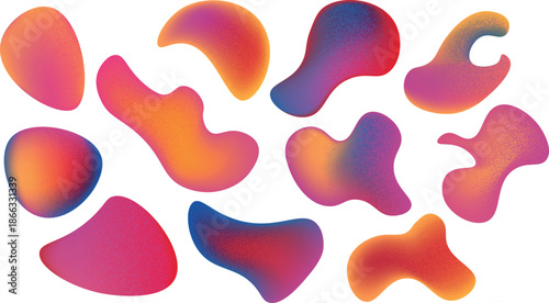 Abstract Gradient Shapes with Grain Effect in Retro Style Illustration