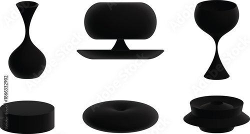 PrintCollection of black rubber earplug accessories and inserts