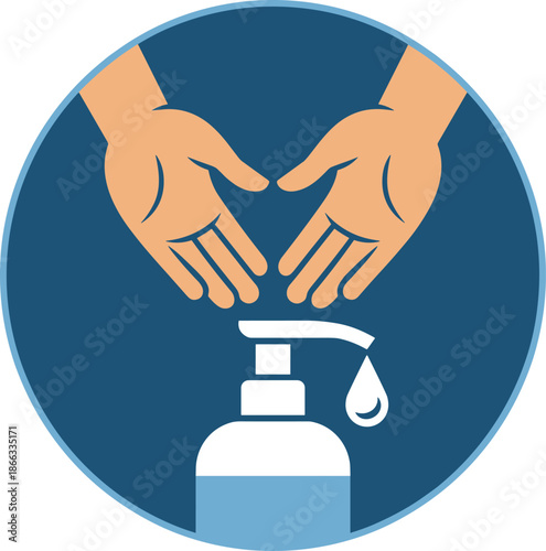 Washing hands with sanitizer for virus protection and hygiene promotion clean hands medical illustration to prevent germs bacteria infection viral disease healthcare concept for advertising marketing