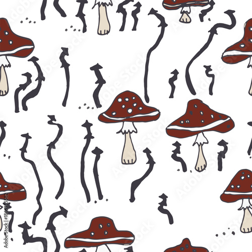 Mushrooms. Seamless vector pattern. It can be used for any print.