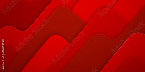 Vibrant red abstract background with wavy, layered shapes in varying shades of red, creating a dynamic and modern visual effect.