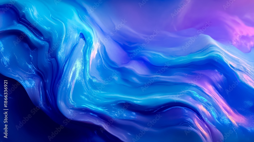 Obraz premium Blue and purple wave with a lot of movement. The water is very thick and has a lot of texture