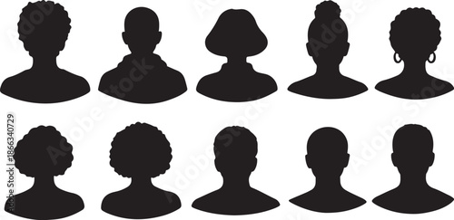 Diverse Group of People Silhouettes in Black and White