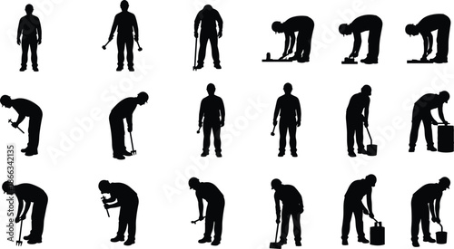 Worker, Laborer, Construction, Manual, Industry, Job, Silhouette, Man, Tool, Work, Builder, Craft, Effort, Trade, Repair, Hammer, Shovel, Task, Occupation, Workforce