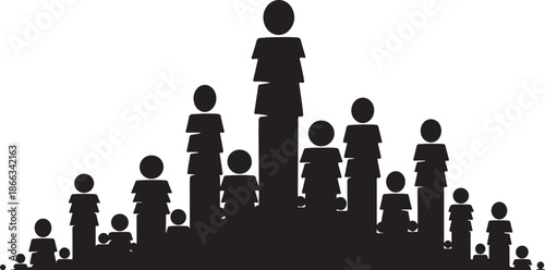 Silhouette of diverse group of people standing together in unity