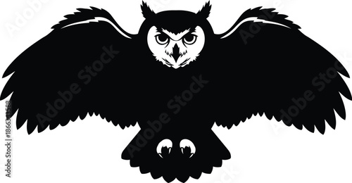 Majestic owl in flight silhouetted