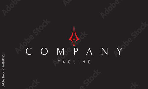 A vector red logo featuring an abstract image a lantern shaped like a spear point, symbolizing guidance, strength, and focused light.
