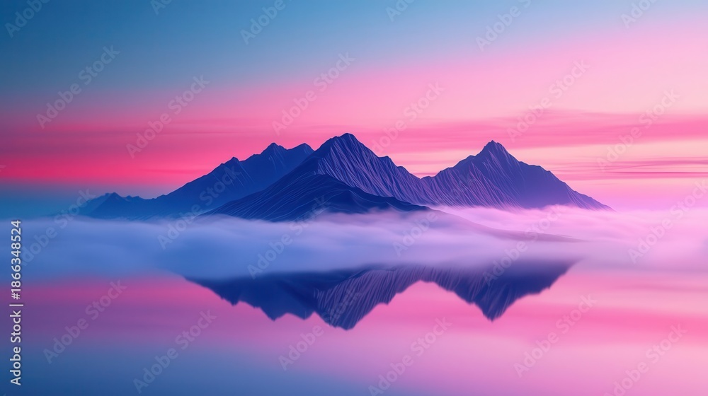 Obraz premium Surreal floating mountains under dreamy sunset sky, fantastical and imaginative