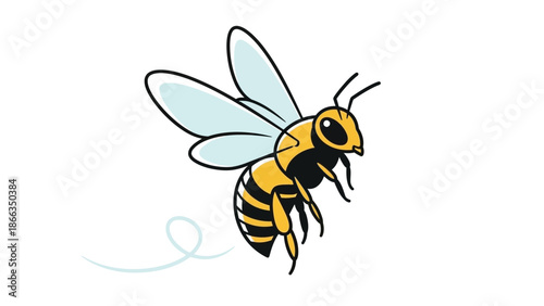 Cute cartoon bee flying illustration