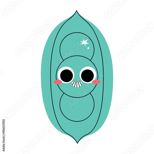 Green Pea Flat Vector Illustration
