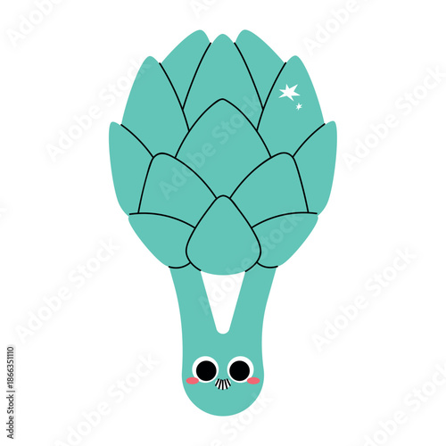 Artichoke Vegetable Flat Vector Illustration