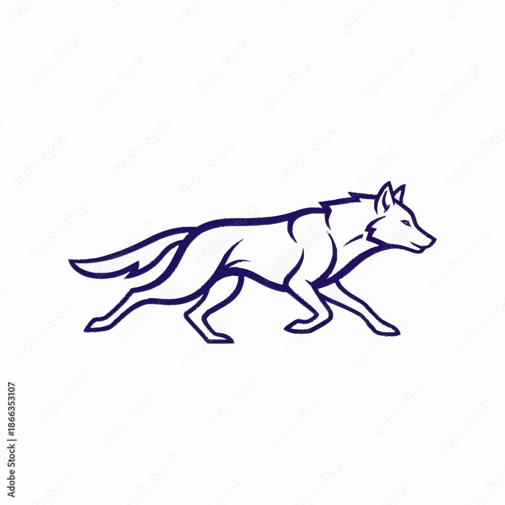 Obraz premium Running Wolf Silhouette Vector Illustration.