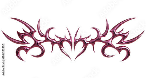Canvas Print 3d render of pink Cybersigilism ornamental gothic sigil patterns with neo tribal