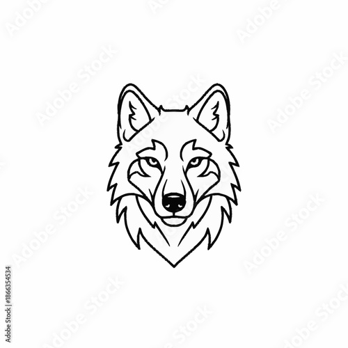 Stylized Wolf Head Line Art Illustration.