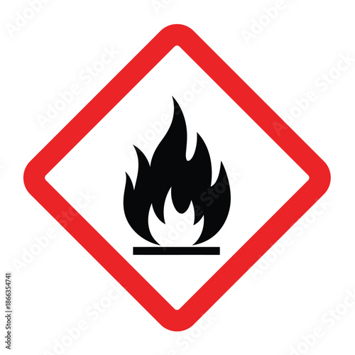 GHS02 Flammability Hazard Pictogram Chemical Safety Warning Sign