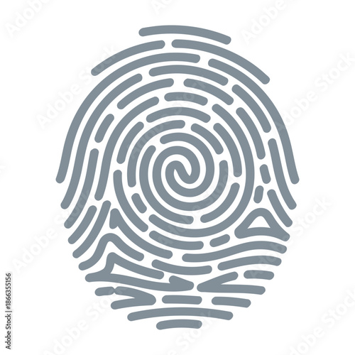 Stylized Fingerprint Vector Icon Biometric Security Identification Symbol
