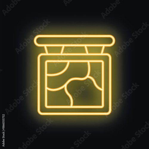 Glowing neon line open matchbox and matches icon isolated on black background, vector illustration