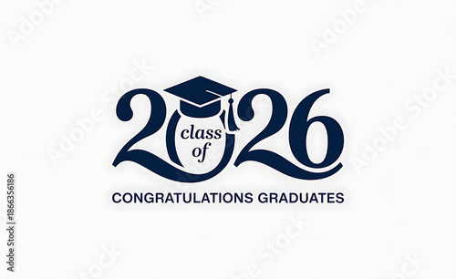 Congratulations graduates class of 2026 decorative emblem with graduation cap