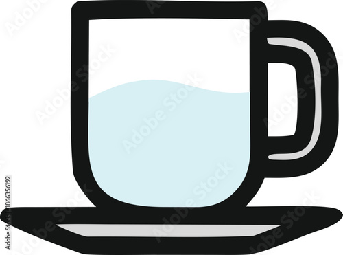 A simple illustration of a cup of water on a saucer