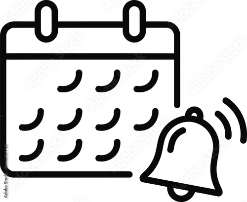 Digital calendar reminder icon with a ringing bell for timely event notifications