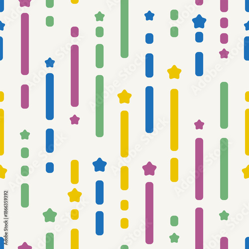 Line and star background vector. Repeating striped and star icon pattern continue seamless for fabric, scarves, cards, scrapbooks, wrapping paper, textiles, and stationery.