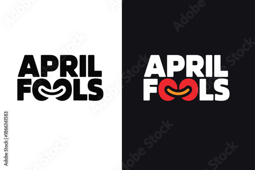 April fools logo with smiling face and