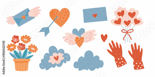 A charming collection of love symbols hearts letters flowers and hands