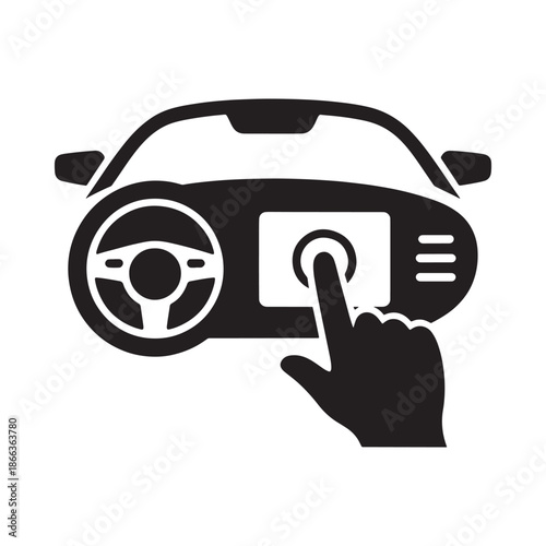 Modern car dashboard interface with touchscreen control and human interaction