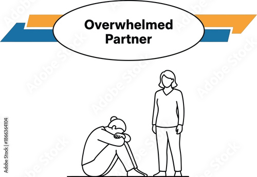 Black outline vector illustrating relationship stress and emotional tension