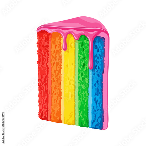 Rainbow Layer Cake with Pink Icing.