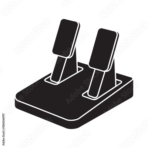 Black and white illustration of a dual smartphone display stand