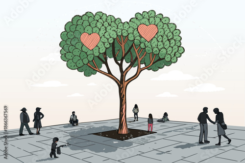 Care Humanity Heart Tree Plaza