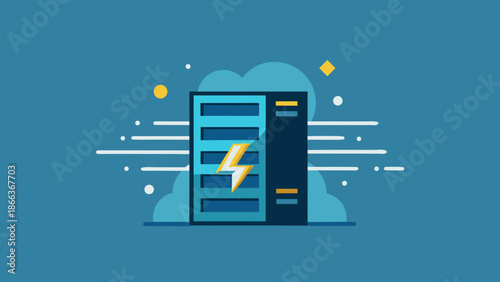 Minimalist icon of a server rack or GPU mining hardware with a digital spark.