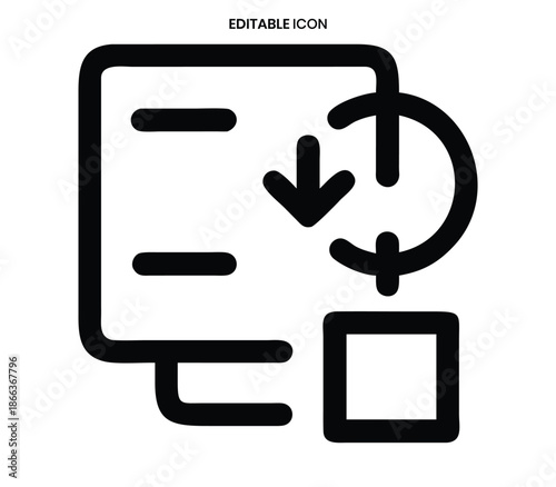 Document with download arrow and recycle symbol icon representing data transfer and reuse