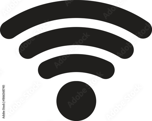 Stylized Wi-Fi Signal Icon in Bold Black Vector Format