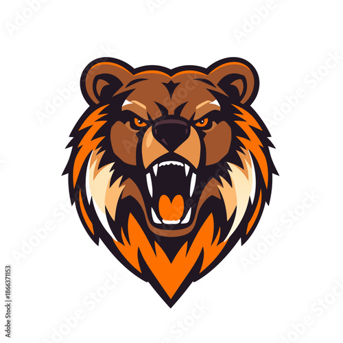 Fierce bear head logo with sharp teeth and claws