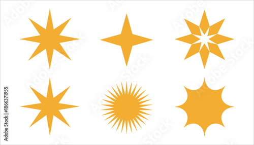 Yellow starburst shapes on white background explosion