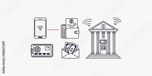 Mobile banking and financial transactions concept