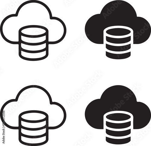 Isolated Cloud Storage Icon, Cloud Data Backup, Cloud Storage Icon, Cloud Server Symbol, Cloud Storage Icon, Cloud Computing Vector, Minimal Vector, Black Silhouette, Cloud Backup