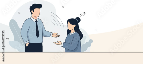 Two business people having a discussion or conversation.