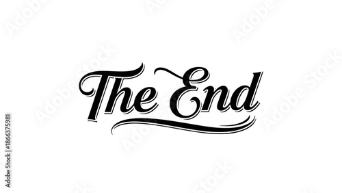 Clean Bold Typography "The End" Text, Isolated White Background