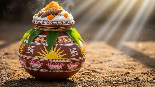 Authentic Pongal Festival Celebration with Traditional Clay Pot and Chakkara Pongal
