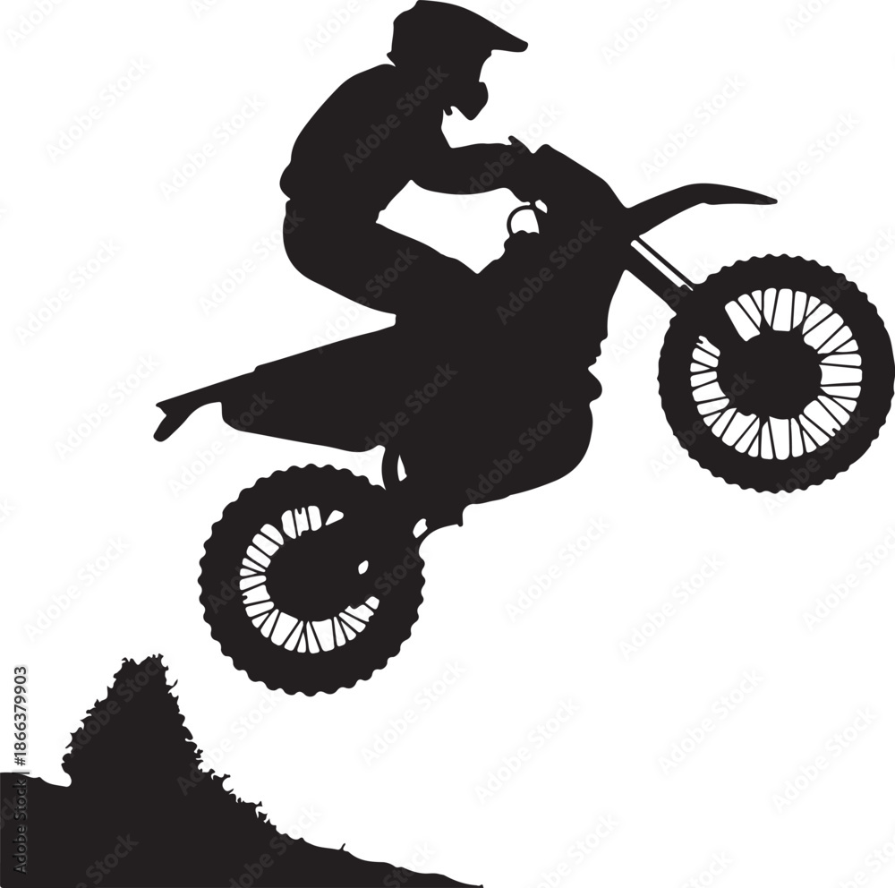 Fototapeta premium Motocross rider in midair jump