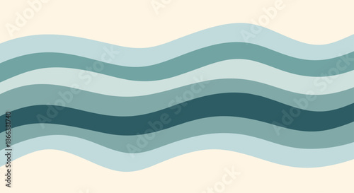 Abstract background with horizontal wavy lines in various shades of muted teal and blue, creating a calming, retro-inspired wave pattern.