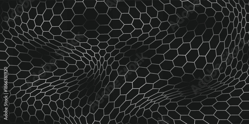 hexagon pattern. Texture bee comb grid. Flat vector illustration isolated on dark background.