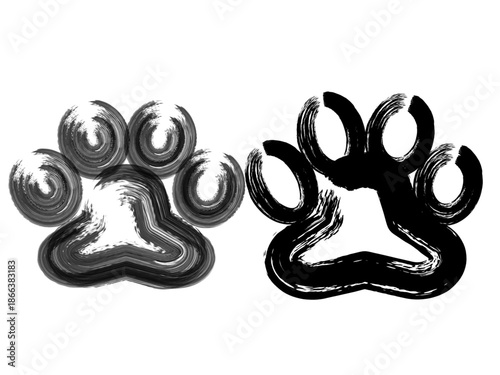 シンプルな動物の肉球の線画とベクター イラスト
