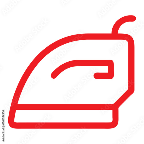 Minimalist Red Outline Clothes Iron Symbol for Web and App Design