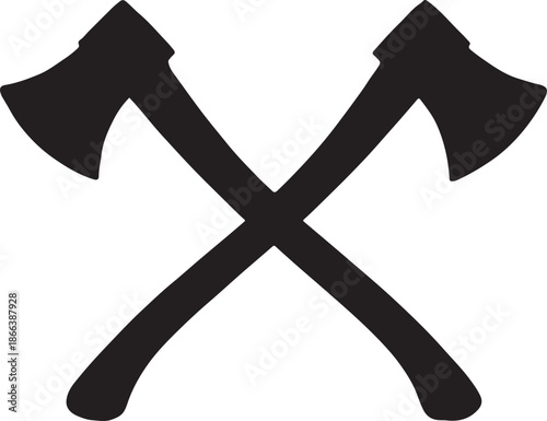 Two crossed axes depicted in a simple black and white graphic illustration