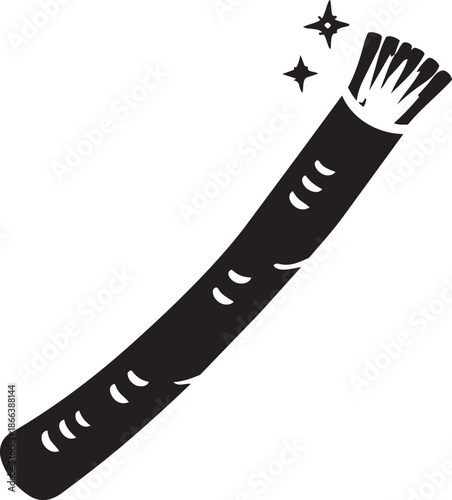 Traditional Miswak Cleaning Twig Silhouette, Islamic Sunnah Dental Hygiene and Oral Care Icon